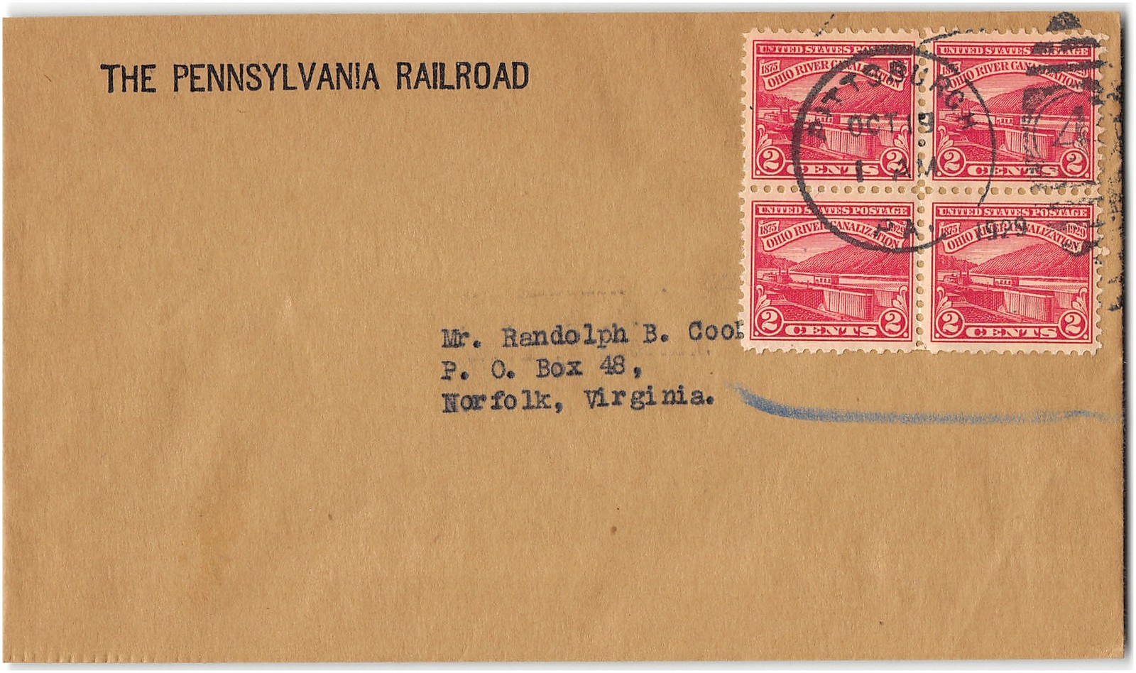 US #681 FDC, block of 4, 1929