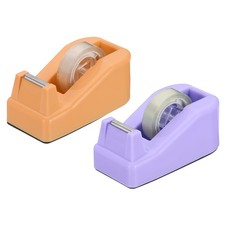 2pcs Tape Dispenser Desk, Small Tape Dispenser Cute Desktop, Purple Orange