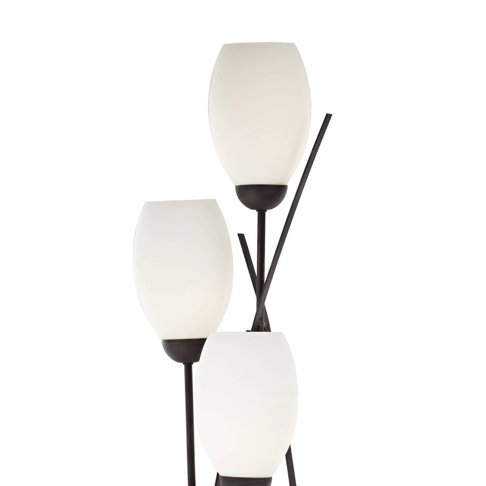 Modern Floor Lamp 4-Light Tree Ginger Black Tulip White Glass For Living Room - Image 3 of 4