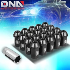 J2 20Pcs Aluminum Black M12 x 1.25 25mm OD/42mm Height Closed End Style Lug Nuts