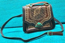 LEATHER TOOLED PURSE BY DINGSHENG / PARIS, VINTAGE, BROWN, SHOULDER STRAP/HANDLE