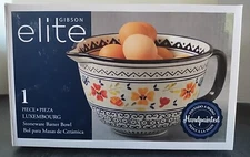 Gibson Elite (NEW) Luxembourg 1 Piece Stoneware Batter Bowl Blue White