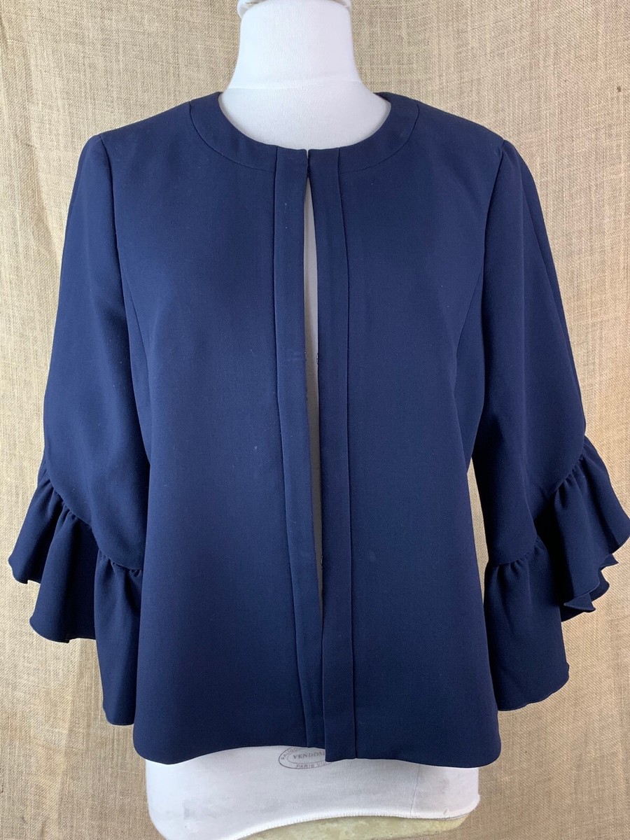 Banana Republic Navy Ruffle Sleeve Blazer Jacket Size UK