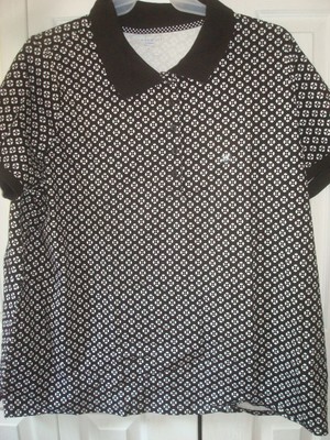 Ladies Plus Polo Shirt Black Floral Size 3X Laura Scott Nwt