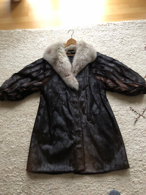 Pelzmantel mit Leder Lesen 42 Fuchskragen