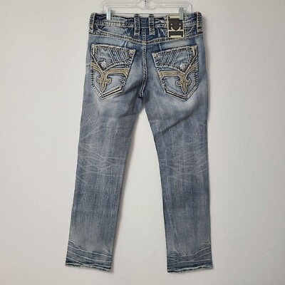 Rock Revival Carbry Straight Denim Jeans Size 32x34 Blue