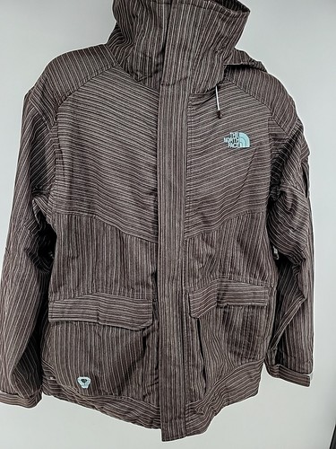 The North Face Recco Avalanche Mens Jacket Size L Gray Striped Hooded Hyvent Ski - Picture 4 of 18
