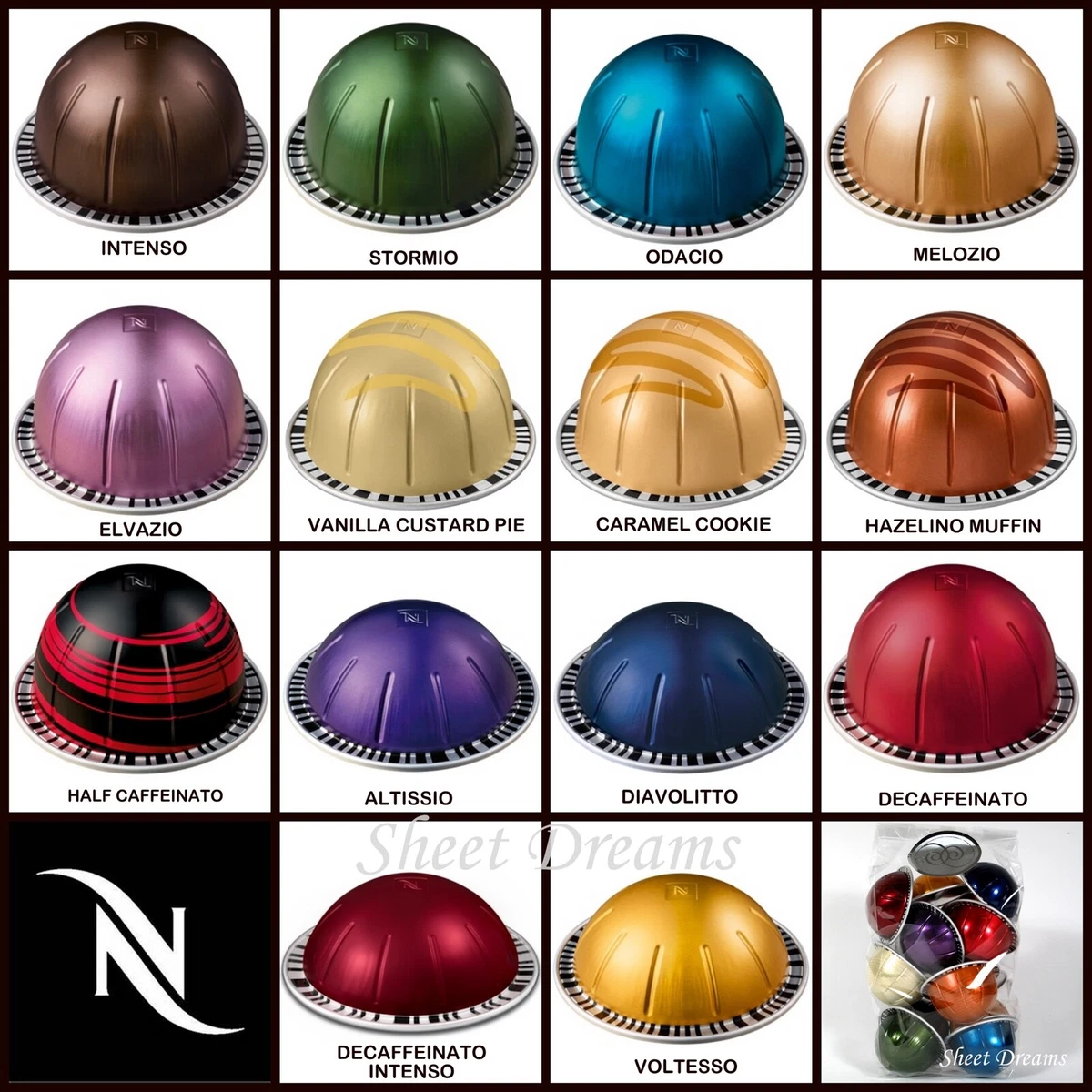 Nespresso Vertuo Coffee Espresso 14 Capsule Tasting Sampler