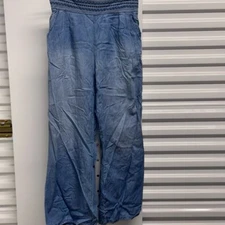 Women's Rewash Pants Size L Blue Denim Wide Leg