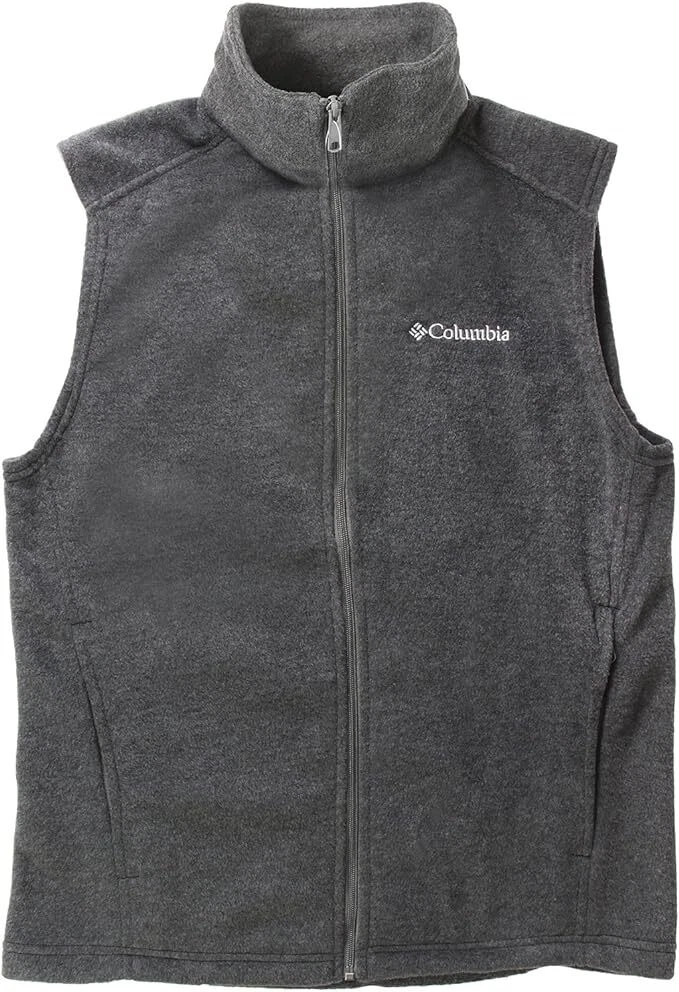 Columbia Mountain Fleece Charcoal Gray Polyester Full Zip Embroidered Vest M