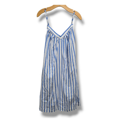 Ava  & Viv Women's Plus Size white blue striped spaghetti straps VNeck dress 3x