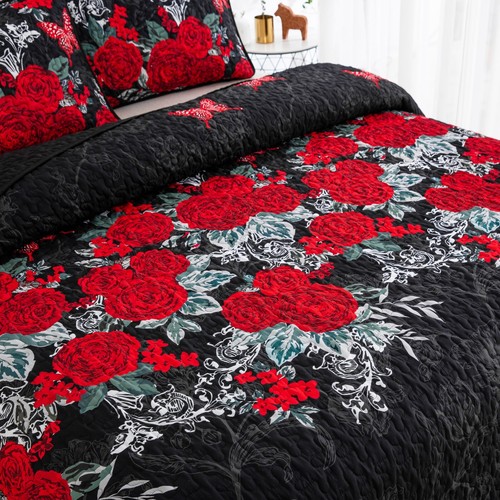 Bohemia Floral Quilted Coverlet Patchwork Comforter Bedspread Set Rug Queen Size - Picture 99 of 207