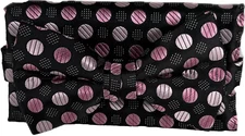 Stacy Adams Men's Bow Tie Hanky Black Pink Polka Dot Microfiber Handmade 2.5"