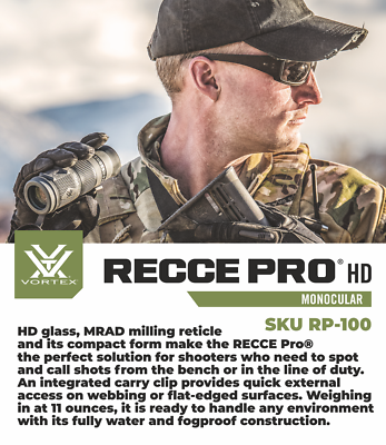 Vortex Optics RECCE PRO HD 8x32 Ranging Ret Monocular with Free