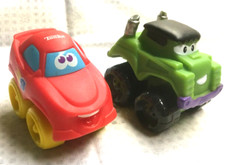 Tonka Chuck Red Race car and Frankenstein car