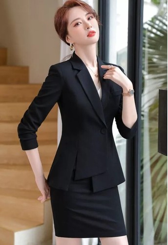 Ensemble (set) Costume Femme Chemise + Jupe Fourreau Noir - Taille à Vérifier - Coupe Slim - Neuf Avec étiquettes