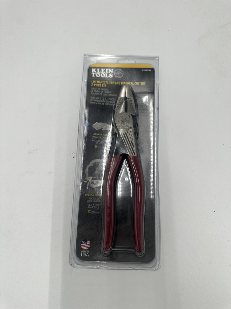 Klein Tools USA 9-Inch Linemans Pliers and 8-Inch Diagonal Cutters 2-Piece Kit D2139NE2288