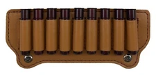 Real Leather SHOTGUN SHELL AMMO BELT SLIDE POUCH Fits 410 Gauge Shells USA TAN