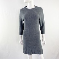 COSETTE Gray Long Sleeve Sweater Dress Size S Ribbed Knit Side Zippers Casual