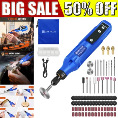 DAYPLUS Cordless Mini Rotary Multi Tool Electric Grinder 80 Accessories 5 Speeds