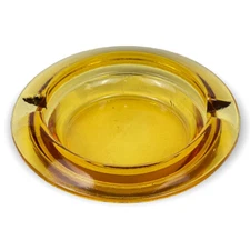 Small Amber Glass Ashtray MCM Vintage