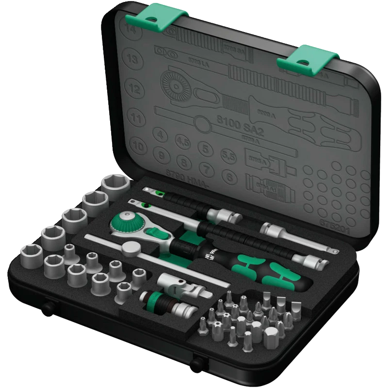 Wera 8100 SA 2 Zyklop Speed-Knarrensatz, 1/4"-Antrieb, metrisch, 42-teilig