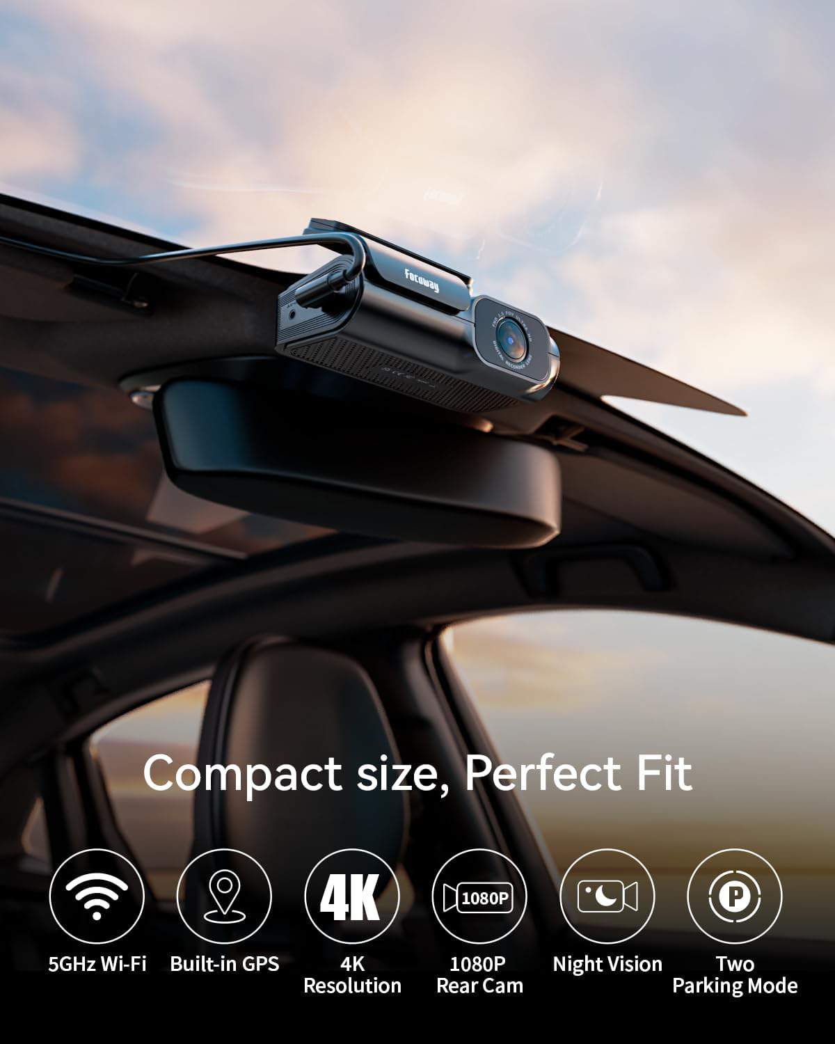 4K Dual Dash Cam with GPS 5GHz WiFi Night Vision 160� Wide Angle 64GB SD Card