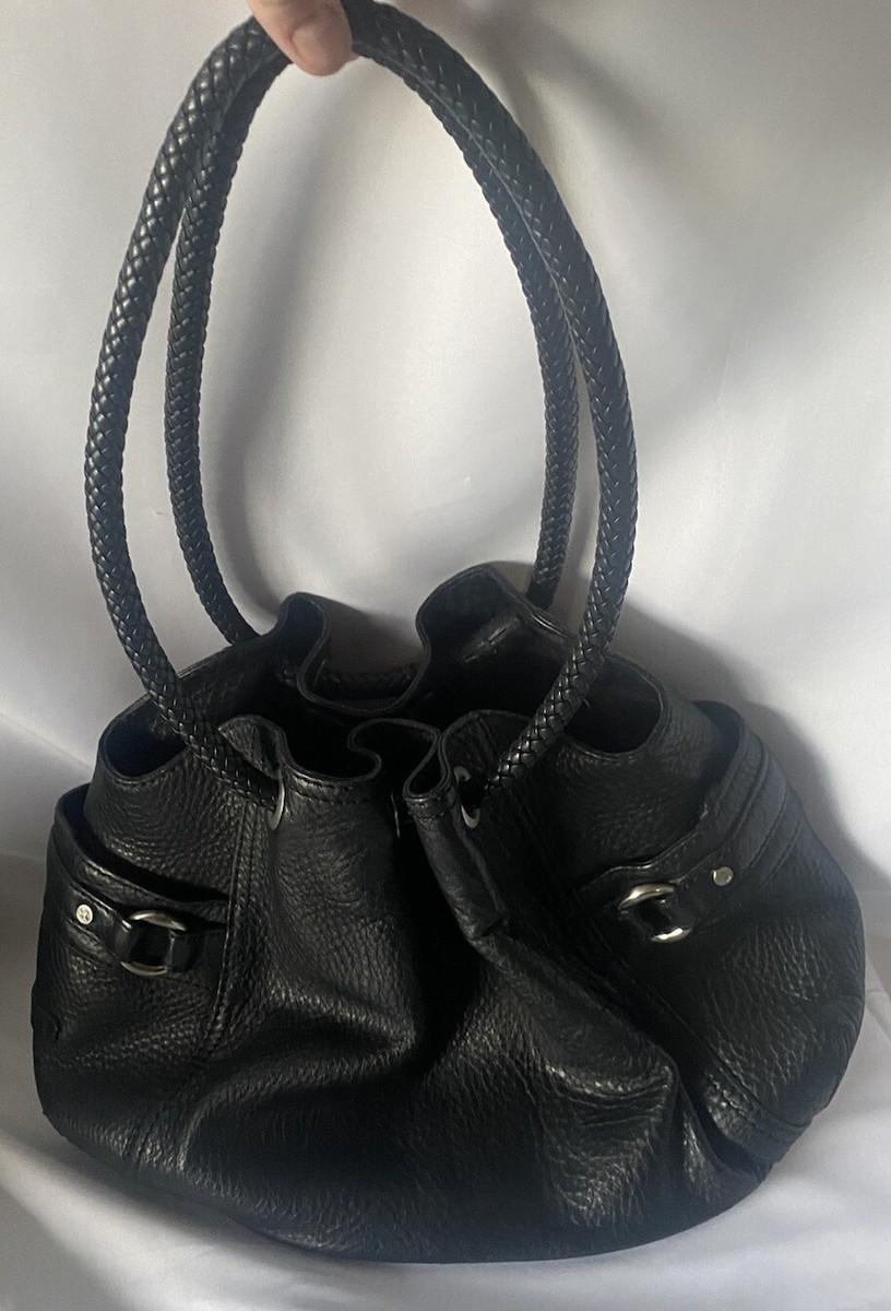 Cole Haan Black Hobo Purse Braided Strap EUC