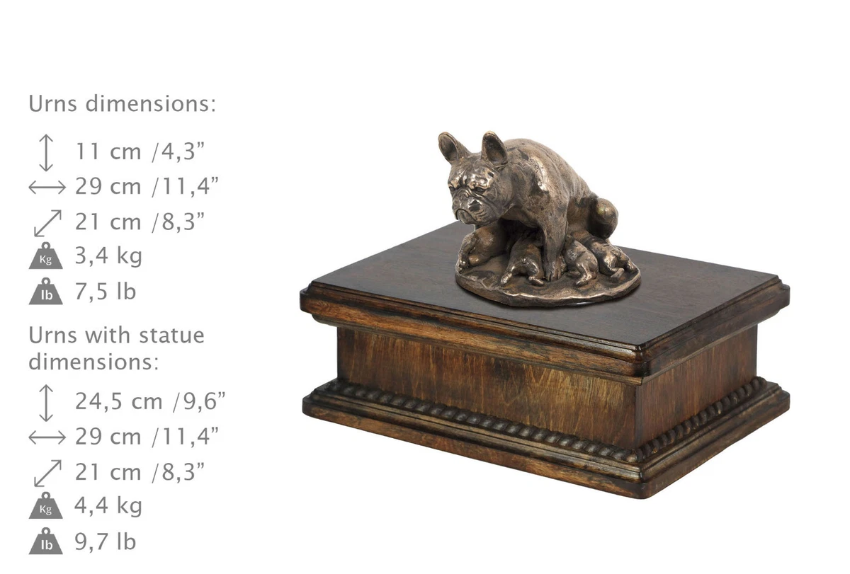 Französische Bulldogge 2, exclusive Urne, Kalte Bronze, ArtDog, AT