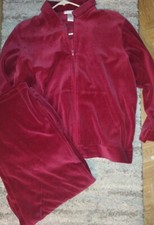Rebecca Malone Velour Feel Track Suit Set Women's Size XLarge Dark Cranberry