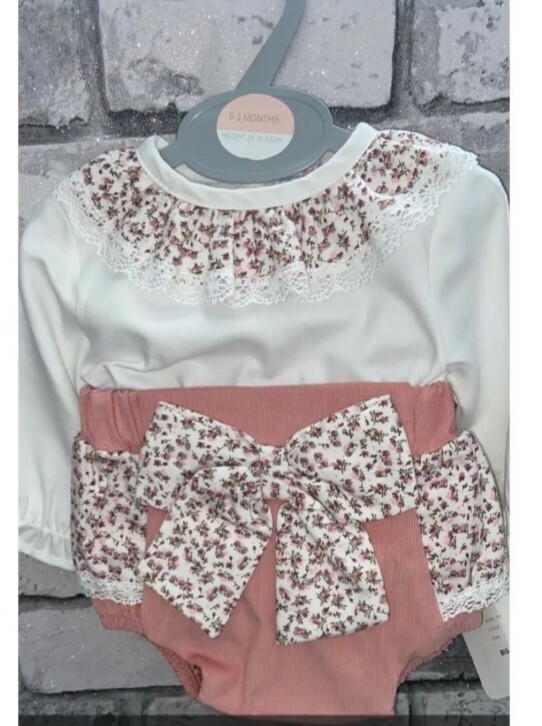 Bebé Niñas Español Romany 2 Piezas Floral Blusa y Jam Pantalón Conjunto Talla 0-3 Meses