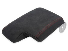 �BERZUG F�R ARMLEHNEN PASSEND F�R BMW E46 3er SCHWARZ ALCANTARA NAHT ROT