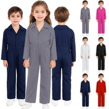 Kids Mechanic Boiler Suit Long Sleeve Mechanic Coveralls Flightsuit Jumpsuit