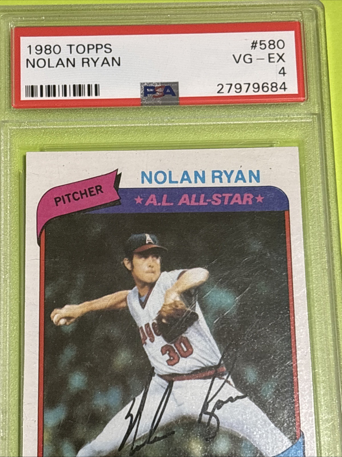 1980 Topps - Nolan Ryan #580 Psa 4 Angels Hall Of Fame Pitcher Nice card For A 4 view 2