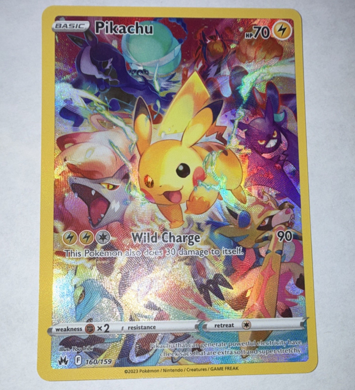 Pokémon Pikachu Secret Rare Full Art 160/159 Crown Zenith Holo