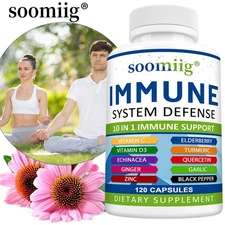 Vitamin C D3 Quercetin Turmeric Immune System Defense Support Supplement 30-120