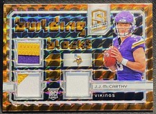 2024 Spectra Building Blocks Material Neon Orange JJ McCarthy Jersey /10 Rookie