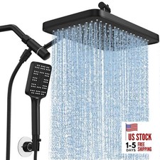 Rain Shower Head with Handheld Spray Combo Set, Adjustable 12" Rainfall Black