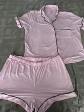 Juicy Couture Pajama Set Womens XL Pink Short Sleeve Top Shorts Rhinestone