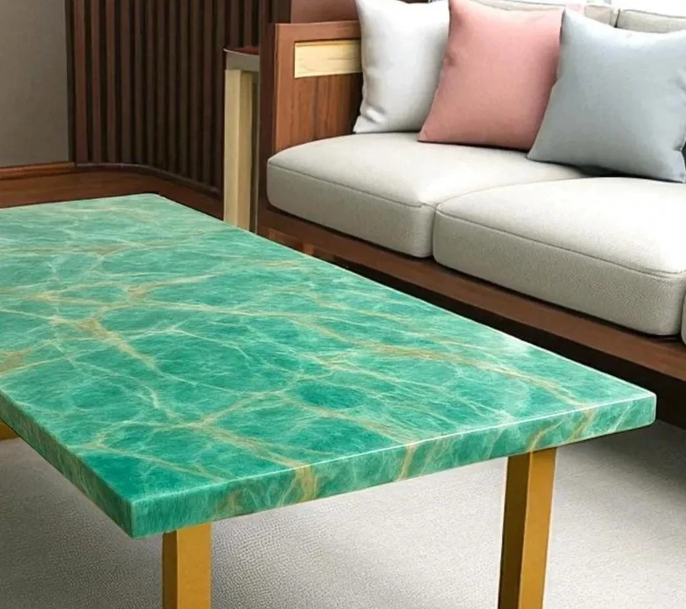 Floriated Agate Gemstone Coffee Table – Luxury Handmade Stone Art Furniture - Image 3 of 4