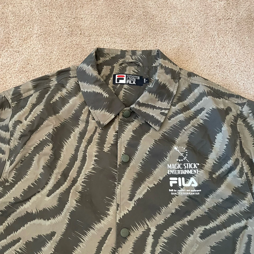 Fila Jacket Mens Green Camo Magic Stick Entertainment White Line - Image 3 of 4