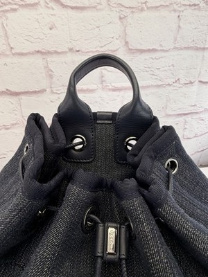 Chanel Deauville Large Navy Denim Canvas Drawstring Backpack Chanel Deauville Large Navy Denim Canvas Drawstring Backpack  main image 3
