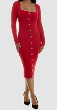 Rosie Harlow Womens' Red Ribbed Rhinestone Button-Front Dress Juniors Size M
