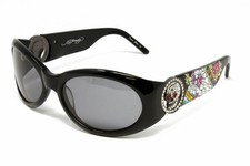 Ed Hardy EHS-032 King Y2K Sunglasses Black Stones Oval Vintage Authentic