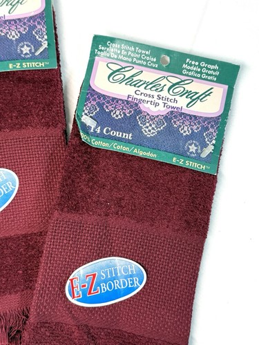 Charles Craft - Cranberry - Velour Fingertip Towels - Set/2 - Picture 2 of 2