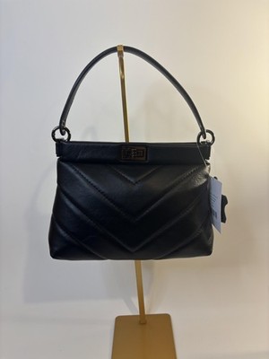 Maison Heritage Mini Kim Bag Womens Black Leather Quilted with Chain Strap