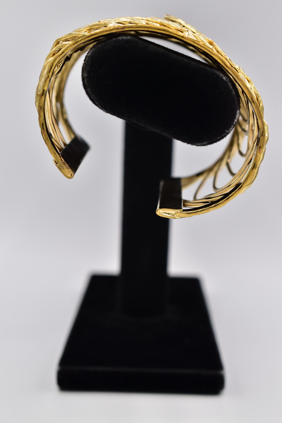 Vintage Statement Cuff Bangle Bracelet Wired Chun… - image 3