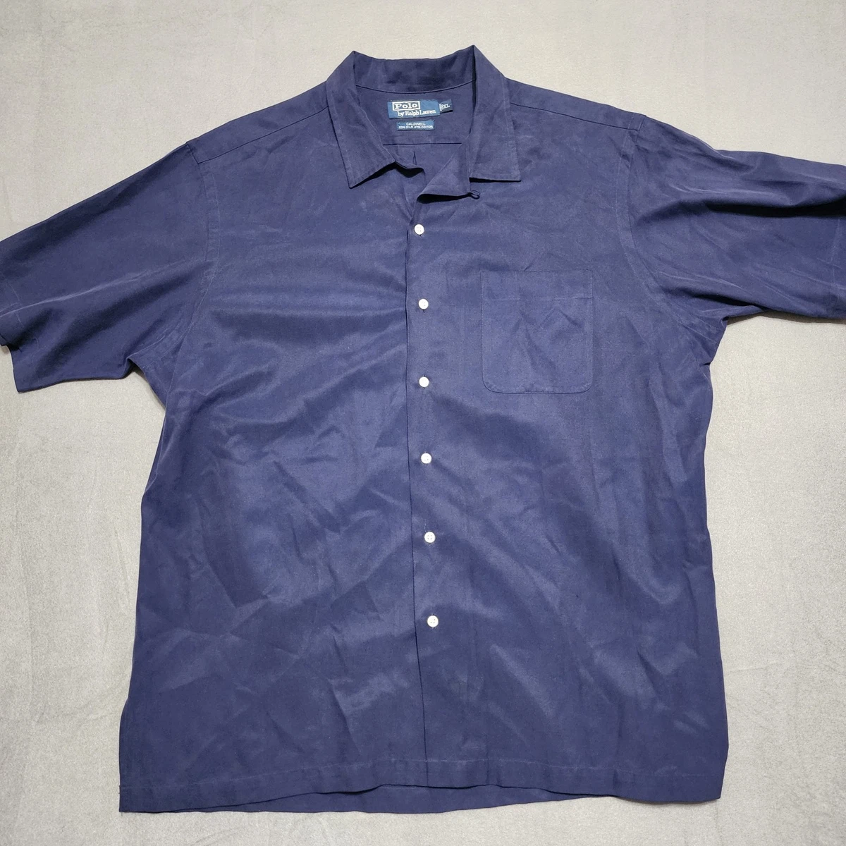 Polo Ralph Lauren Silk Short Sleeve Button-Up Casual Button-Down