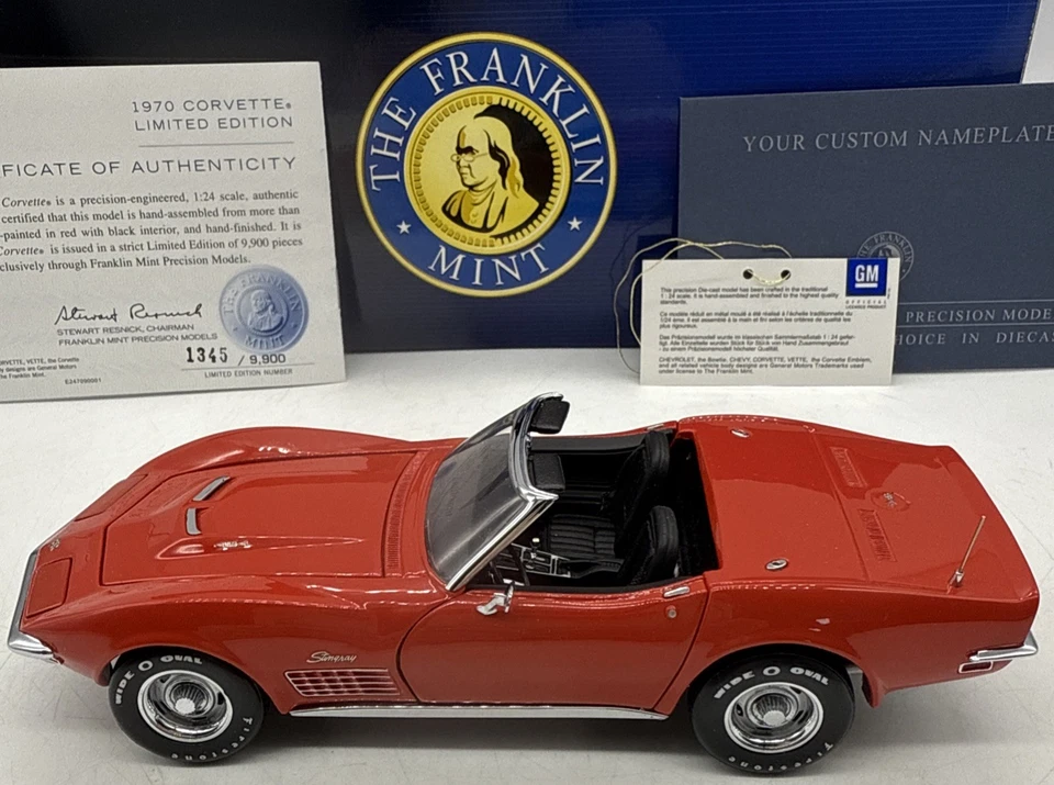 Corvette convertible Franklin Mint 1970 edición limitada 1345/9900 completo NUEVO Foto 2 de 4