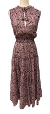 MISA LOS ANGELES FLORAL PRINT HOLLEN CHIFFON MAXI DRESS WOMENS XS